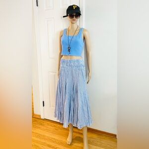 Philosophy Women’s skirt Striped Blue Smocked Midi elastic waist size L